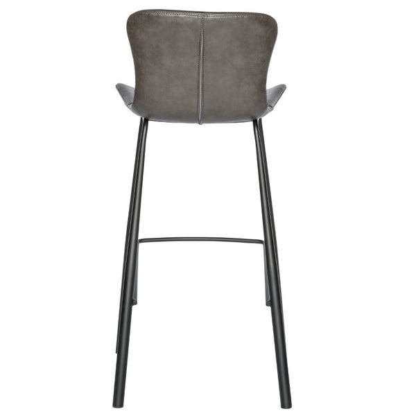 EuroStyle Melody Leatherette Bar Stools Set of 2 with Baseball Stitching and Steel Legs Charcoal Gray 30514DKGRY