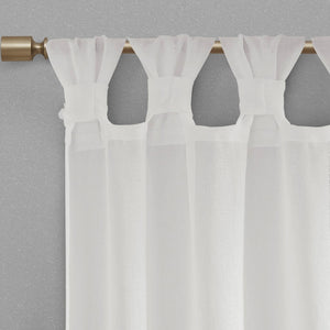 English Elm Floral Tab Top Curtain Panel - Lightweight Faux Linen Sheer With Removable Rosette Pins, 50" W X 63" L B03598193