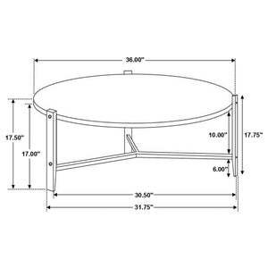 English Elm Tandi Round White Faux Marble Coffee Table with Sleek Metal Legs, Modern Elegant Low-Profile Design B062P344950