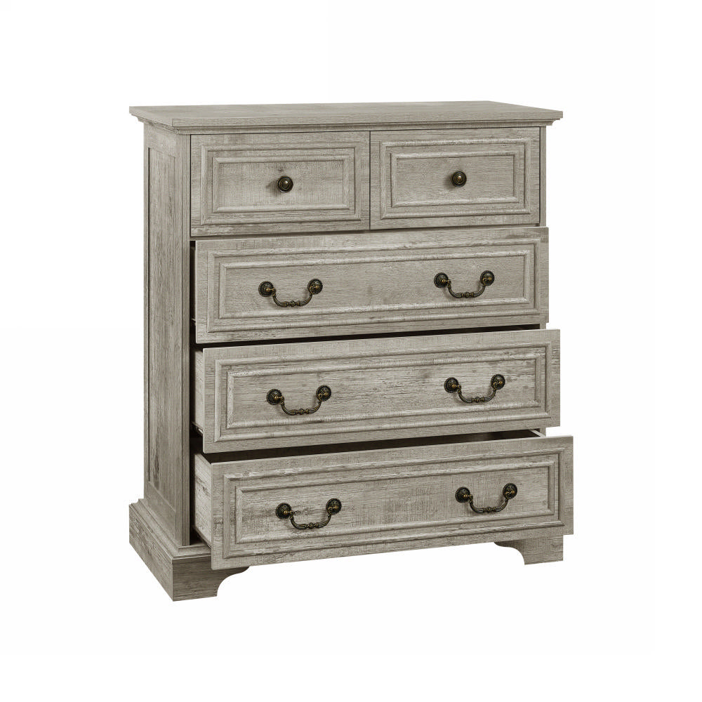 English Elm Farmhouse Rustic 5-Drawer Dresser with Stable Engineered Wood Build, Smooth Metal Slides, 36" Length W1785P238910