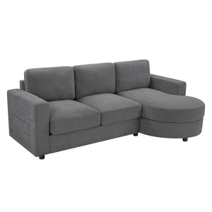 English Elm Modern L-Shaped Sectional Sofa With Curved Chaise, Usb Ports & Storage, Soft Chenille, Grey Finish N719S002170E