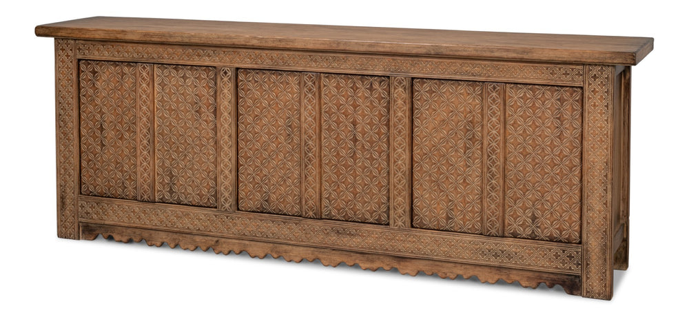 Sarreid Nader Persian Burnt Brown Sideboard With 3 Removable Shelves - Stylish Reclaimed Pine Furniture Piece Brown  30520-2