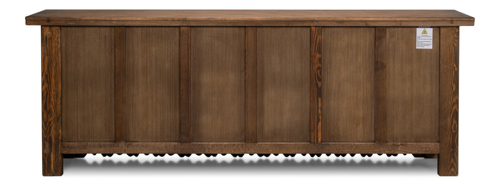 Sarreid Nader Persian Burnt Brown Sideboard With 3 Removable Shelves - Stylish Reclaimed Pine Furniture Piece Brown  30520-2