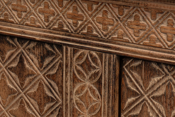 Sarreid Persian Black Sideboard - Stylish Reclaimed Pine With 3 Removable Shelves & Chic Black Rubbed Finish Brown  30520