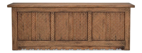 Sarreid Persian Black Sideboard - Stylish Reclaimed Pine With 3 Removable Shelves & Chic Black Rubbed Finish Brown  30520
