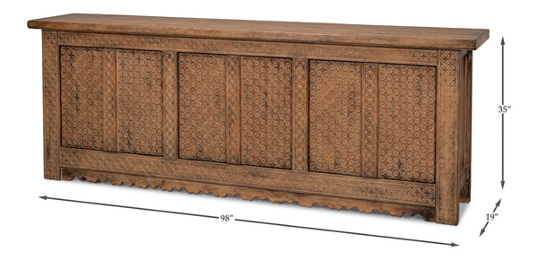 Sarreid Nader Persian Burnt Brown Sideboard With 3 Removable Shelves - Stylish Reclaimed Pine Furniture Piece Brown  30520-2