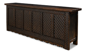 Sarreid Persian Black Sideboard - Stylish Reclaimed Pine With 3 Removable Shelves & Chic Black Rubbed Finish Brown  30520
