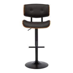 English Elm Adjustable Swivel Barstools Mid-century Walnut Faux Leather Kitchen Counter Set of 2 B202S01996