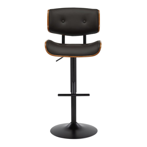 English Elm Adjustable Swivel Barstools Mid-century Walnut Faux Leather Kitchen Counter Set of 2 B202S01996