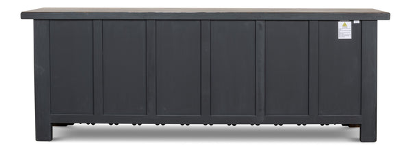 Sarreid Persian Black Sideboard - Stylish Reclaimed Pine With 3 Removable Shelves & Chic Black Rubbed Finish Brown  30520