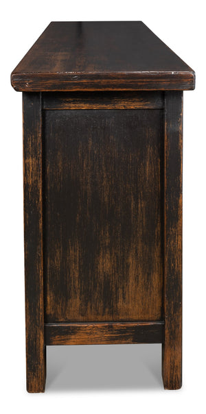 Sarreid Persian Black Sideboard - Stylish Reclaimed Pine With 3 Removable Shelves & Chic Black Rubbed Finish Brown  30520