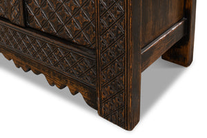 Sarreid Persian Black Sideboard - Stylish Reclaimed Pine With 3 Removable Shelves & Chic Black Rubbed Finish Brown  30520