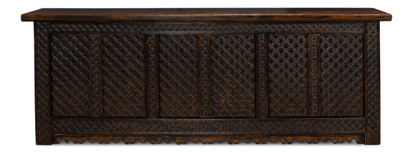 Sarreid Persian Black Sideboard - Stylish Reclaimed Pine With 3 Removable Shelves & Chic Black Rubbed Finish Brown  30520