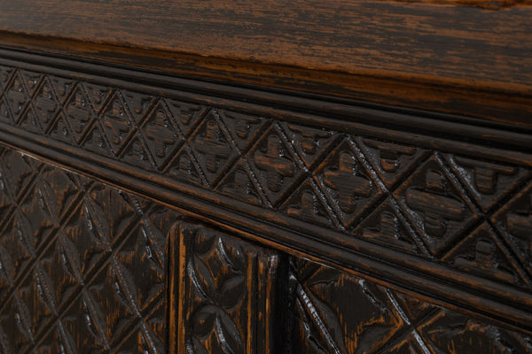 Sarreid Persian Black Sideboard - Stylish Reclaimed Pine With 3 Removable Shelves & Chic Black Rubbed Finish Brown  30520