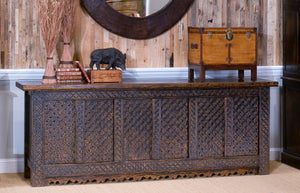 Sarreid Persian Black Sideboard - Stylish Reclaimed Pine With 3 Removable Shelves & Chic Black Rubbed Finish Brown  30520