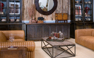 Sarreid Persian Black Sideboard - Stylish Reclaimed Pine With 3 Removable Shelves & Chic Black Rubbed Finish Brown  30520