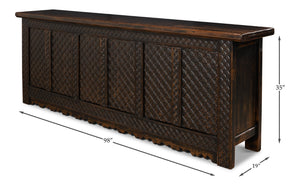 Sarreid Persian Black Sideboard - Stylish Reclaimed Pine With 3 Removable Shelves & Chic Black Rubbed Finish Brown  30520