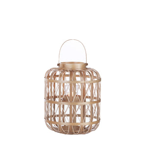 Chelsea House Harbour Rattan Lantern Small 26" H X 15" W Coastal Open-Weave Lattice Candle Holder, Natural Finish 30523254