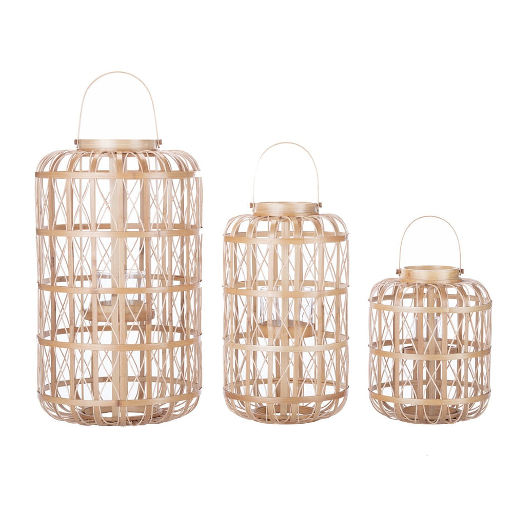 Chelsea House Harbour Rattan Lantern Small 26" H X 15" W Coastal Open-Weave Lattice Candle Holder, Natural Finish 30523254