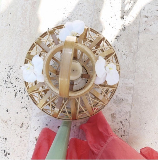 Chelsea House Harbour Rattan Lantern Small 26" H X 15" W Coastal Open-Weave Lattice Candle Holder, Natural Finish 30523254