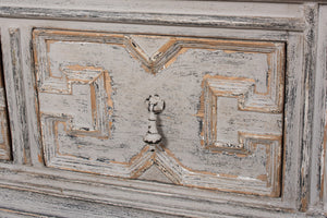 Sarreid Base & Crown Coffee Table - Antique Swedish Grey Finish With Old Pine & Iron Accents, Stylish Design White  30524