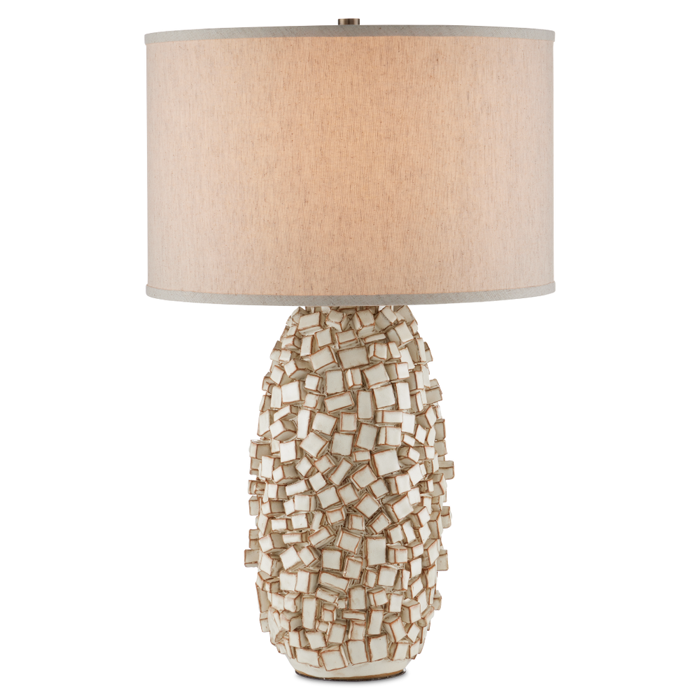 Sugar Cube Ivory Table Lamp - Handcrafted Ceramic Design with Textured Glaze for Unique Decor