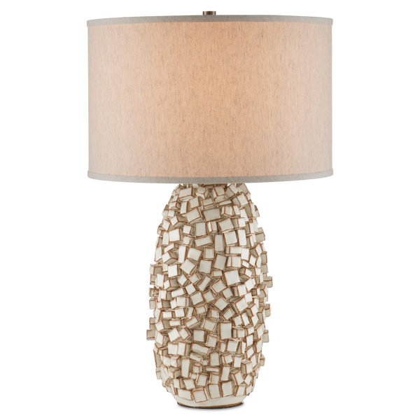 Sugar Cube Ivory Table Lamp - Handcrafted Ceramic Design with Textured Glaze for Unique Decor