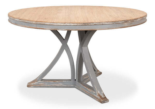 Sarreid Flying Buttress Dining Table In Distressed Grey - Stylish Old Pine Design For Elegant Dining Spaces Grey  30537