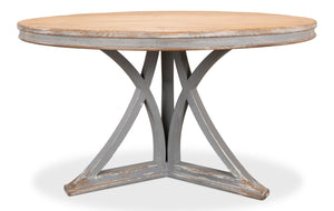 Sarreid Flying Buttress Dining Table In Distressed Grey - Stylish Old Pine Design For Elegant Dining Spaces Grey  30537