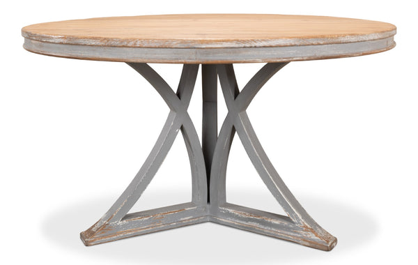 Sarreid Flying Buttress Dining Table In Distressed Grey - Stylish Old Pine Design For Elegant Dining Spaces Grey  30537