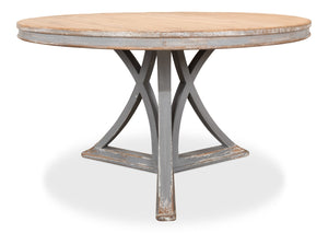 Sarreid Flying Buttress Dining Table In Distressed Grey - Stylish Old Pine Design For Elegant Dining Spaces Grey  30537