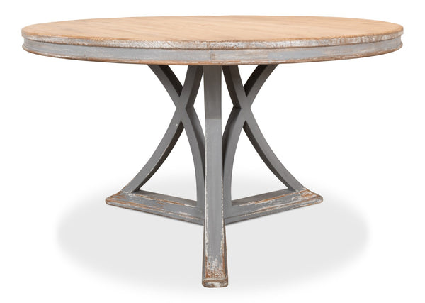 Sarreid Flying Buttress Dining Table In Distressed Grey - Stylish Old Pine Design For Elegant Dining Spaces Grey  30537