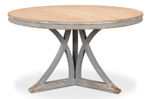 Sarreid Flying Buttress Dining Table In Distressed Grey - Stylish Old Pine Design For Elegant Dining Spaces Grey  30537