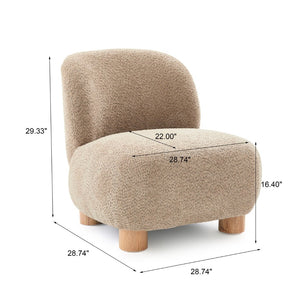 English Elm Boucle Rounded Accent Chair with Rubberwood Legs for Modern Minimalist Living Rooms Light Brown,Natural Wood N776P423410B