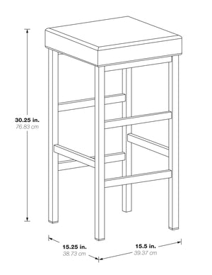 OSP Home Furnishings 30" Chrome Backless Stool White