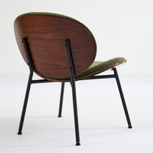 English Elm Mid-Century Shell Chair with Wood Grain Veneer, Curved Wide Seat, Metal-Wood Frame Holds 330+ lbs Green W1143P214256