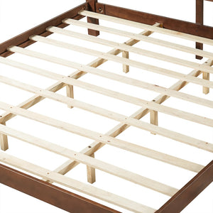 English Elm Premium Solid Wood King Platform Bed Warm Toned Slat Headboard Modern Bedroom Frame Walnut N770PK367005D