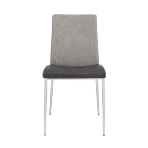 EuroStyle Rasmus Two-Tone Leatherette Dining Side Chairs with Brushed Steel Legs Set of 2 Charcoal Gray 30556DKGRY