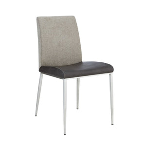 EuroStyle Rasmus Two-Tone Leatherette Dining Side Chairs with Brushed Steel Legs Set of 2 Charcoal Gray 30556DKGRY