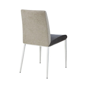 EuroStyle Rasmus Two-Tone Leatherette Dining Side Chairs with Brushed Steel Legs Set of 2 Charcoal Gray 30556DKGRY