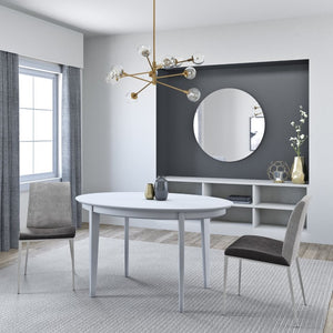 EuroStyle Rasmus Two-Tone Leatherette Dining Side Chairs with Brushed Steel Legs Set of 2 Charcoal Gray 30556DKGRY