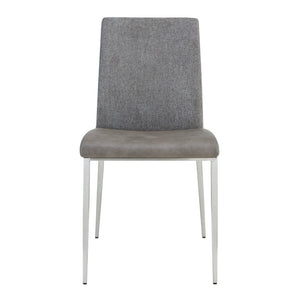 EuroStyle Rasmus Two-Tone Leatherette Dining Side Chairs with Brushed Steel Legs Set of 2 Gray 30556LTGRY