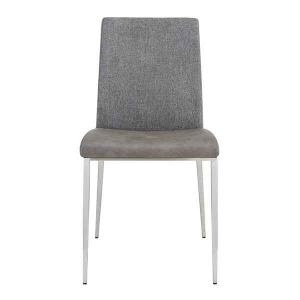EuroStyle Rasmus Two-Tone Leatherette Dining Side Chairs with Brushed Steel Legs Set of 2 Gray 30556LTGRY