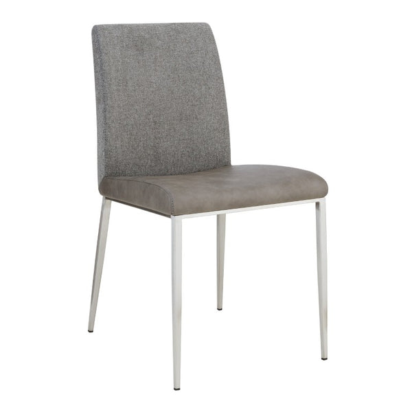 EuroStyle Rasmus Two-Tone Leatherette Dining Side Chairs with Brushed Steel Legs Set of 2 Gray 30556LTGRY