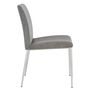 EuroStyle Rasmus Two-Tone Leatherette Dining Side Chairs with Brushed Steel Legs Set of 2 Gray 30556LTGRY