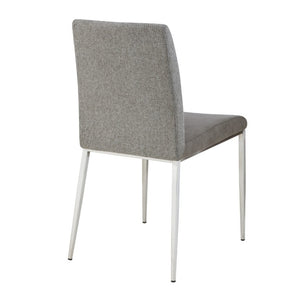 EuroStyle Rasmus Two-Tone Leatherette Dining Side Chairs with Brushed Steel Legs Set of 2 Gray 30556LTGRY
