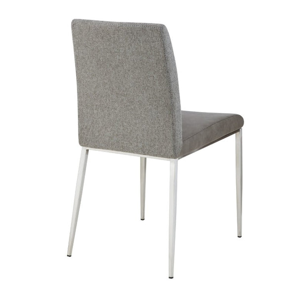 EuroStyle Rasmus Two-Tone Leatherette Dining Side Chairs with Brushed Steel Legs Set of 2 Gray 30556LTGRY