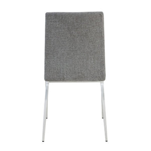 EuroStyle Rasmus Two-Tone Leatherette Dining Side Chairs with Brushed Steel Legs Set of 2 Gray 30556LTGRY