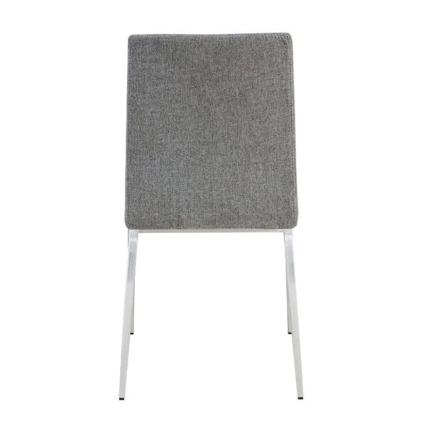 EuroStyle Rasmus Two-Tone Leatherette Dining Side Chairs with Brushed Steel Legs Set of 2 Gray 30556LTGRY