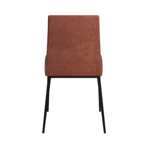 Eurostyle Rasmus Side Chair Set Of 2 - Saddle Brown Leatherette & Woven Orange Fabric, Modern Matte Black Legs Saddle Brown Steel 30557dkbrn
